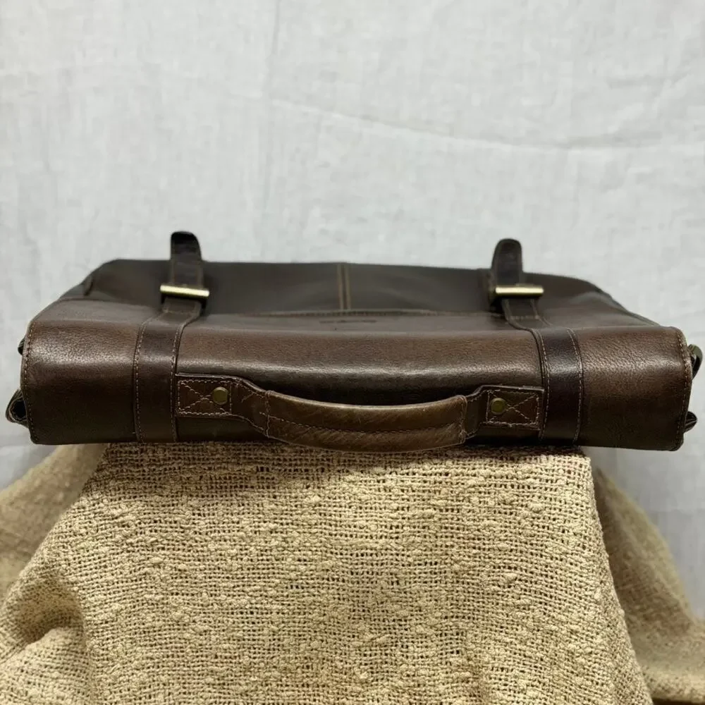 Samsonite Classic Leather Flapover Briefcase Messenger Bag Espresso Brown